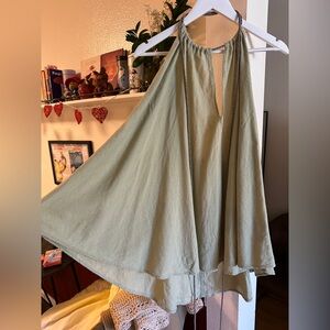 Caravana - Mahahual Light Sage Green Halter Dress